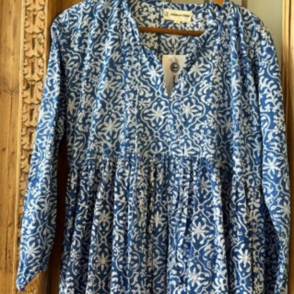NWT Jayshree Dalal Blue Floral Kaftan Dress - Picture 3 of 6